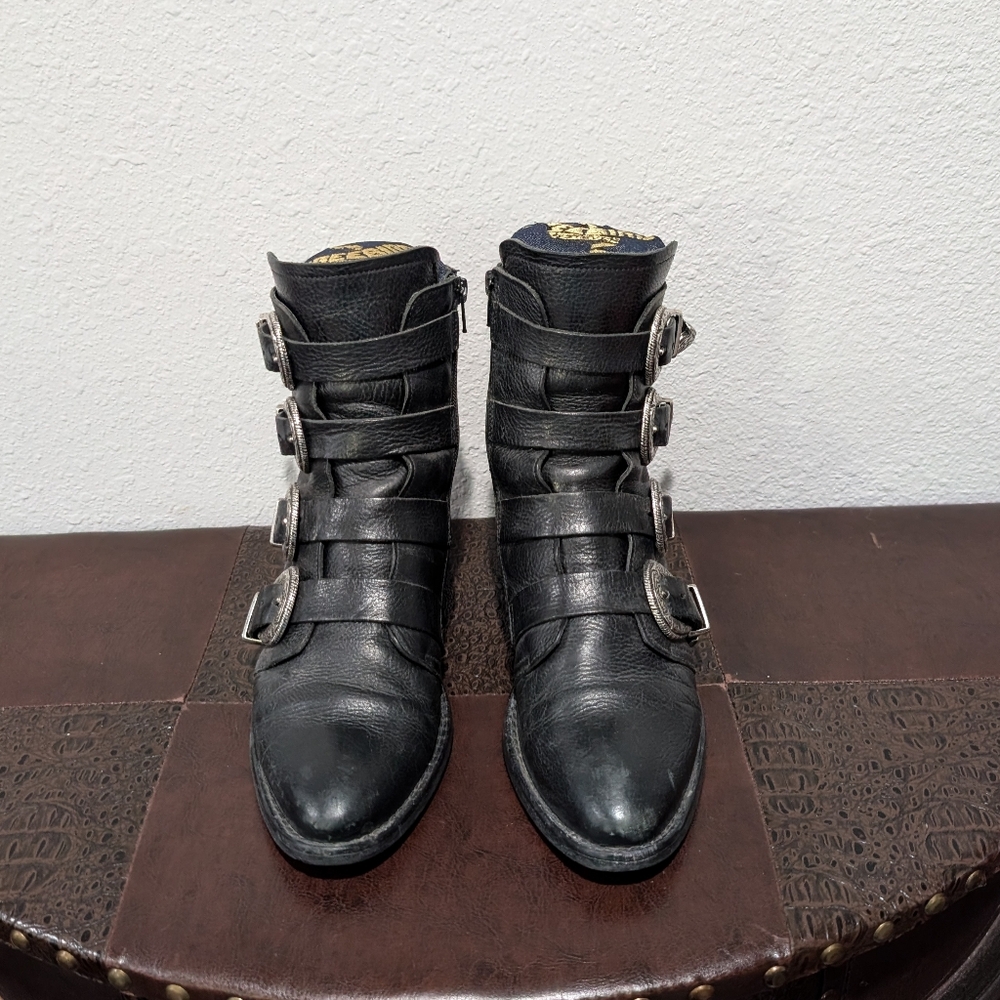 Freebird by Steven Black Leather Buckle Ankle Boots - Picture 3 of 15